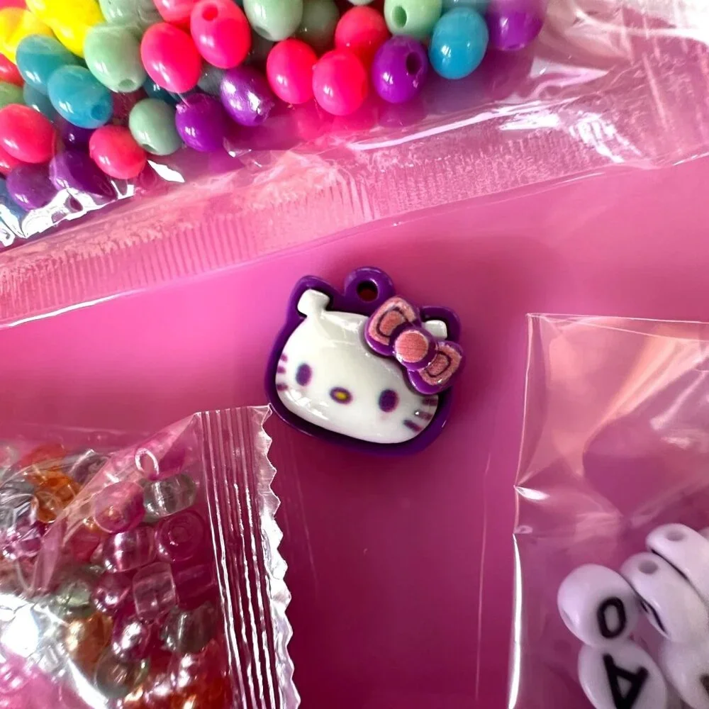 New Sanrio Hello Kitty Pink Jewelry Case With Acessories Craft Making DI…